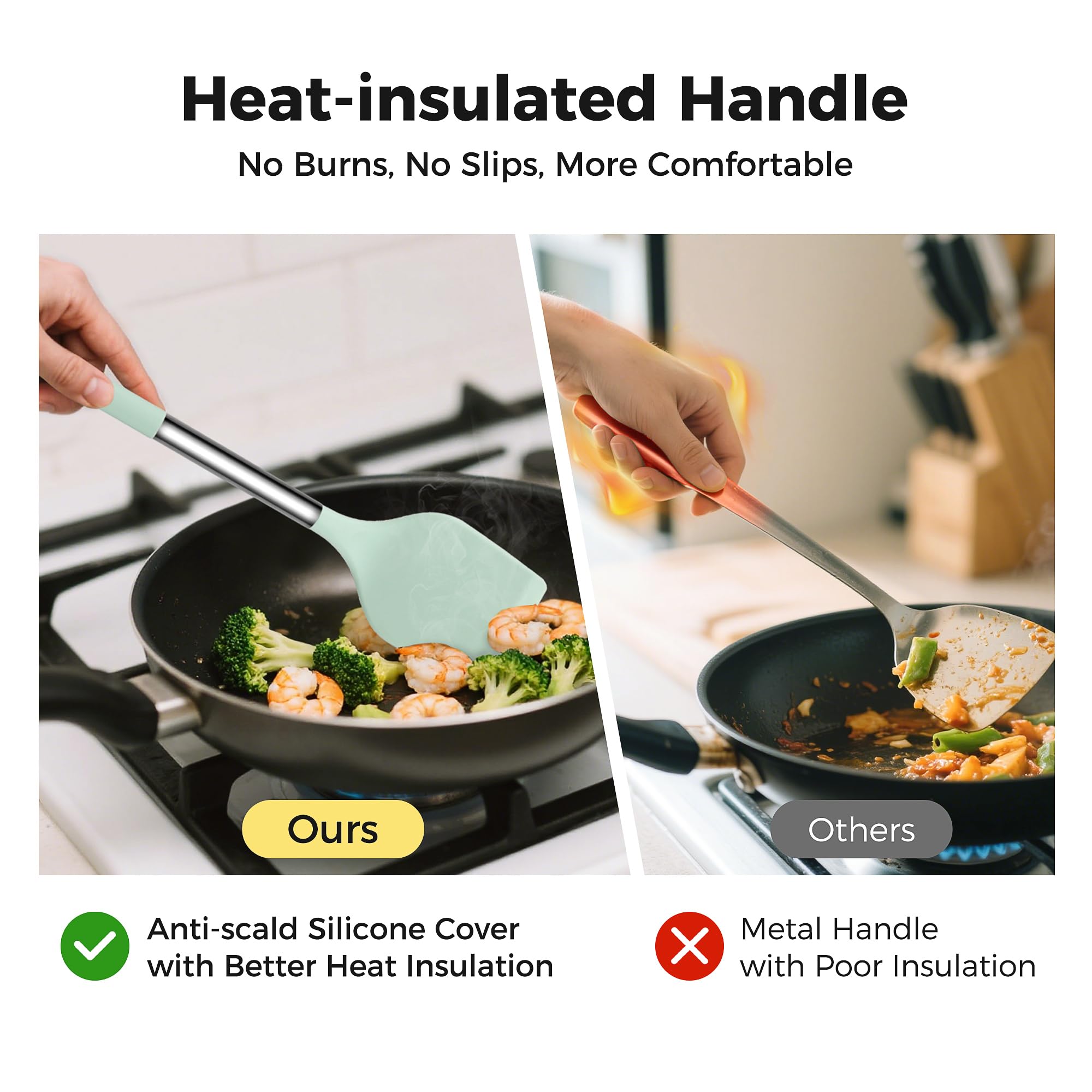 Hvygss 28 Pcs Silicone Cooking Utensils Set with Stainless Steel Handle, 446℉ Heat-Resistant Kitchen Utensils Set with Holder, Dishwasher Washable Silicone Spatula for Non-stick Cookware (Light Green)