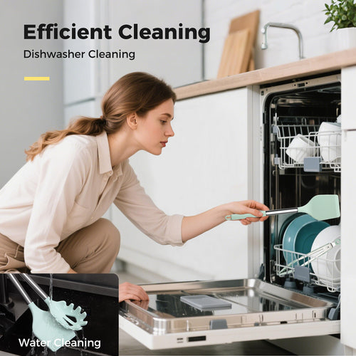 Hvygss 28 Pcs Silicone Cooking Utensils Set with Stainless Steel Handle, 446℉ Heat-Resistant Kitchen Utensils Set with Holder, Dishwasher Washable Silicone Spatula for Non-stick Cookware (Light Green)