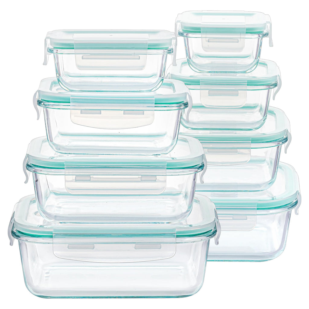 Vtopmart 8 Pack Glass Food Storage Containers with Airtight Lids, Glass Meal Prep Containers, Lunch Office Meal for Microwave, Oven, Freezer and Dishwasher, BPA Free