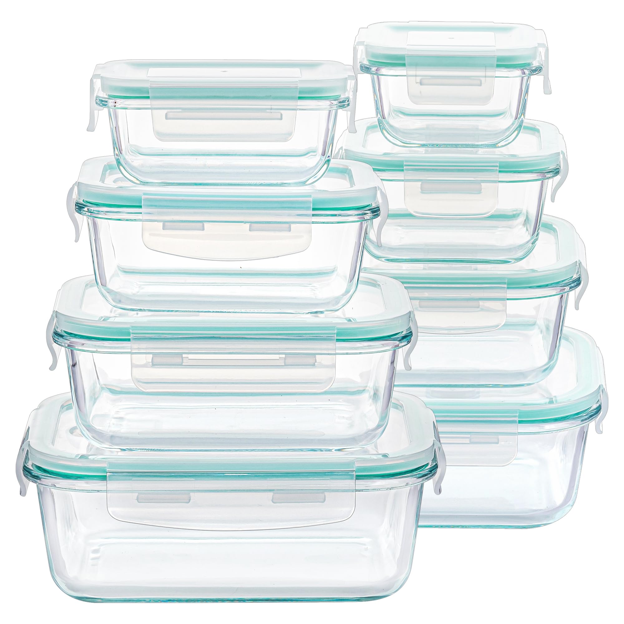 Vtopmart 8 Pack Glass Food Storage Containers with Airtight Lids, Glass Meal Prep Containers, Lunch Office Meal for Microwave, Oven, Freezer and Dishwasher, BPA Free
